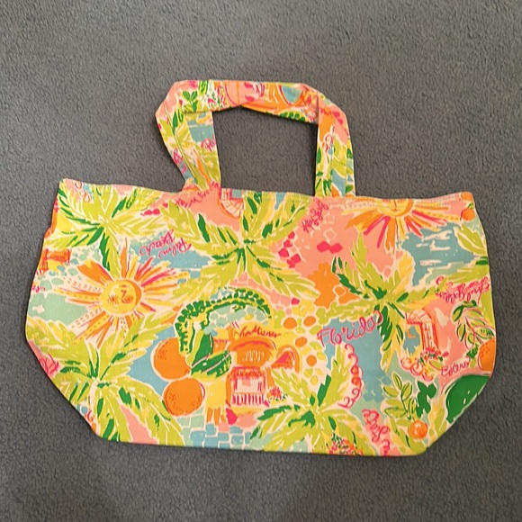 Lilly Pulitzer Multi Colored Florida Sunshine State Canvas Beach Tote - Picture 2 of 5